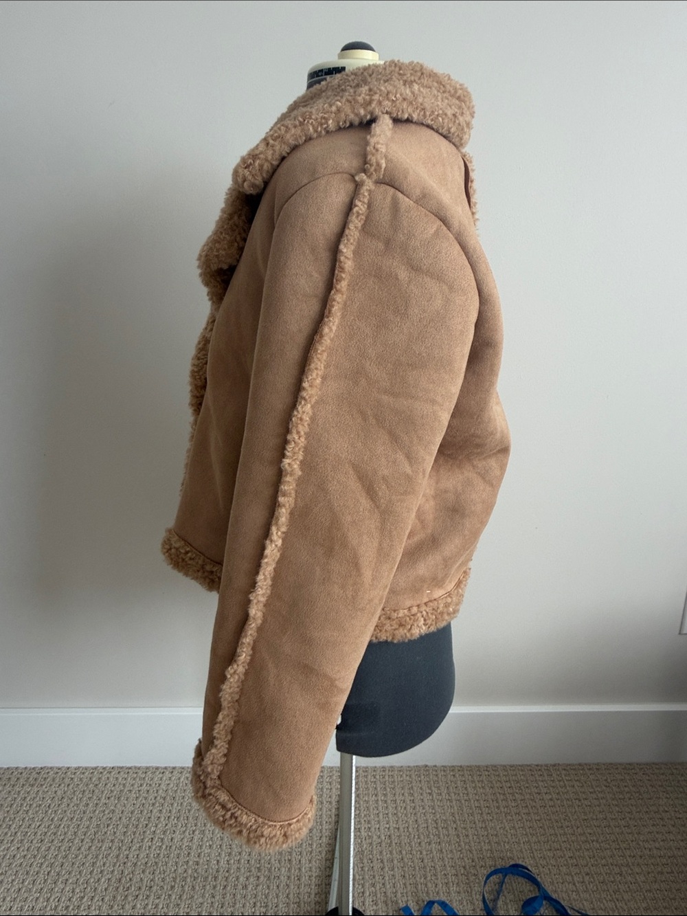American Threads Faux Shearling Coat in Camel Brown - Picture 3 of 5
